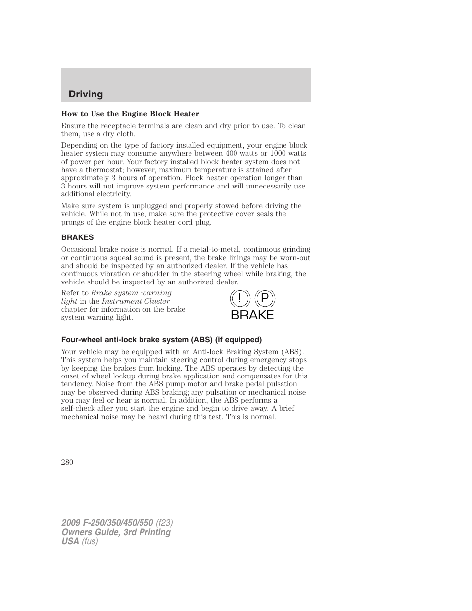 Brakes, P! brake | FORD 2009 F-550 v.3 User Manual | Page 280 / 419