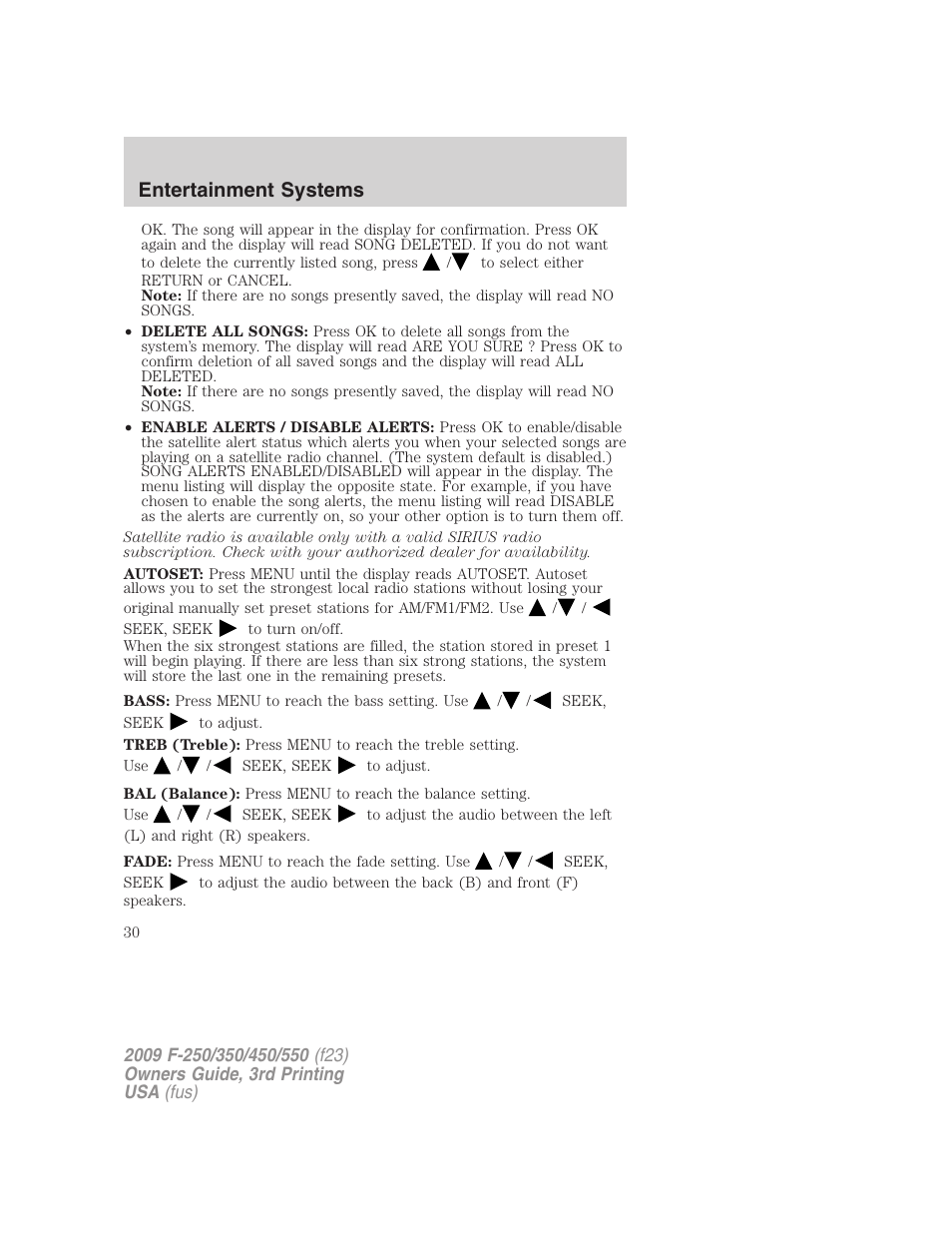 Entertainment systems | FORD 2009 F-550 v.3 User Manual | Page 30 / 419