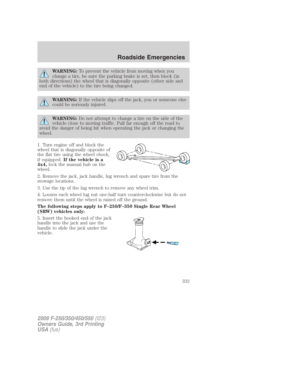 Roadside emergencies | FORD 2009 F-550 v.3 User Manual | Page 333 / 419
