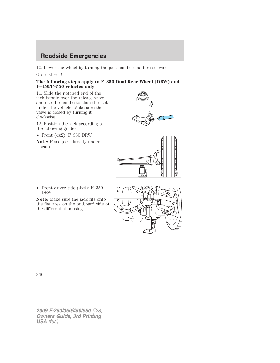 Roadside emergencies | FORD 2009 F-550 v.3 User Manual | Page 336 / 419