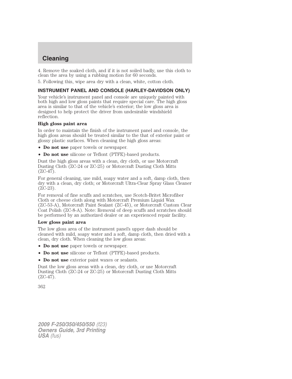 Cleaning | FORD 2009 F-550 v.3 User Manual | Page 362 / 419