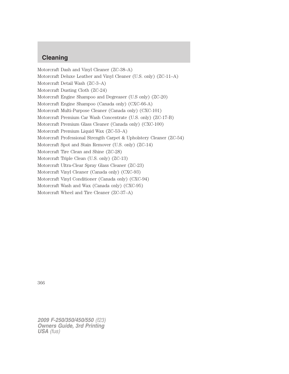 Cleaning | FORD 2009 F-550 v.3 User Manual | Page 366 / 419