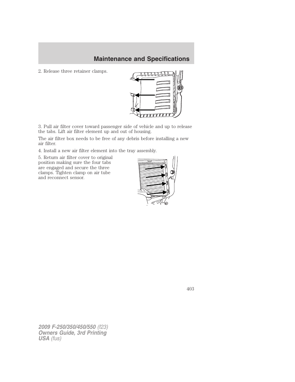 Maintenance and specifications | FORD 2009 F-550 v.3 User Manual | Page 403 / 419