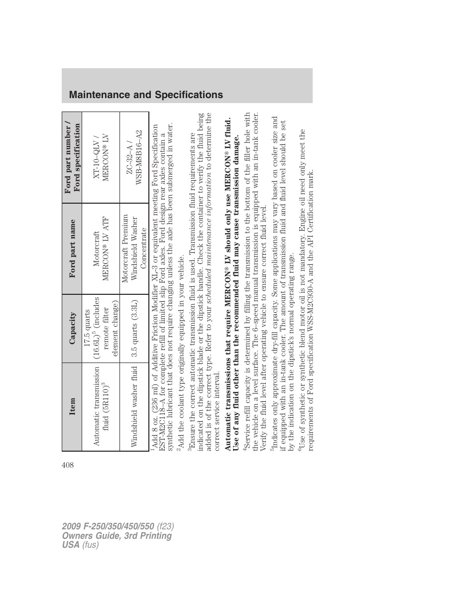 Maintenance and specifications | FORD 2009 F-550 v.3 User Manual | Page 408 / 419