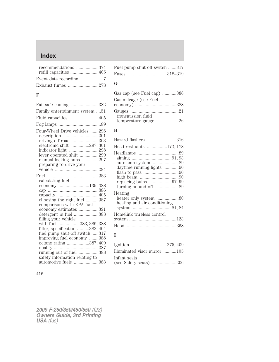 Index | FORD 2009 F-550 v.3 User Manual | Page 416 / 419