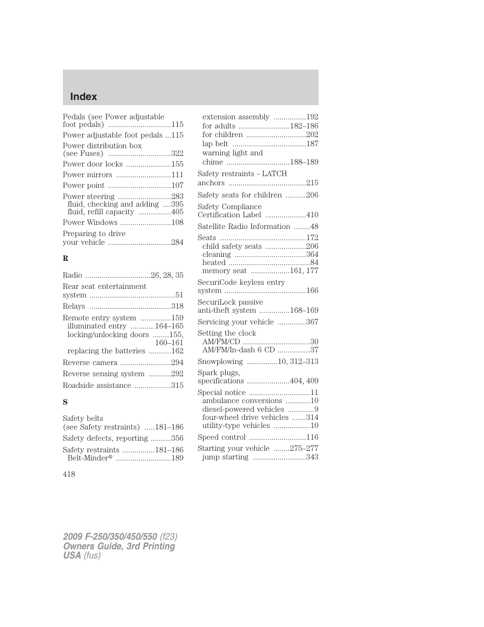 Index | FORD 2009 F-550 v.3 User Manual | Page 418 / 419