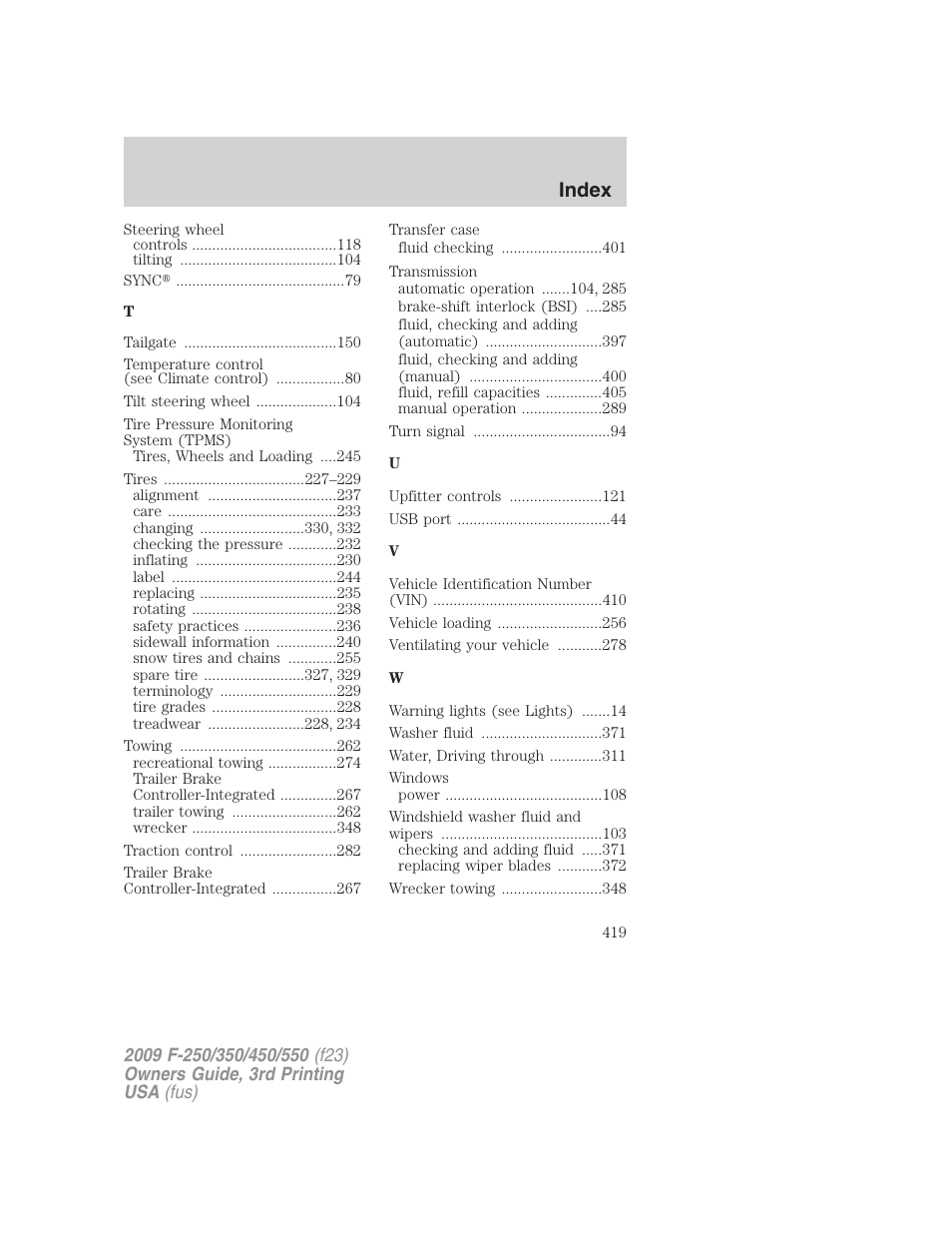 Index | FORD 2009 F-550 v.3 User Manual | Page 419 / 419