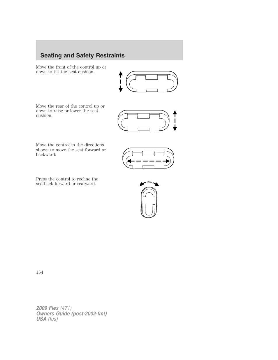 Seating and safety restraints | FORD 2009 Flex v.1 User Manual | Page 154 / 374