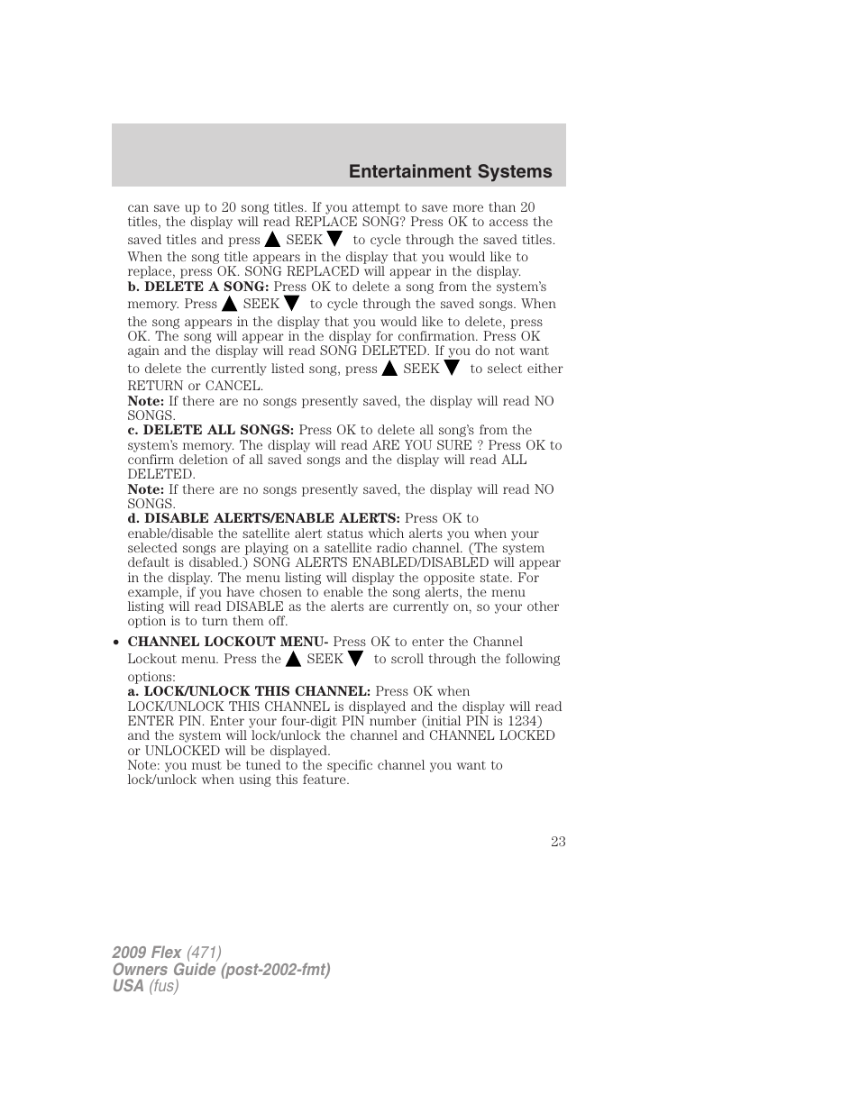 Entertainment systems | FORD 2009 Flex v.1 User Manual | Page 23 / 374