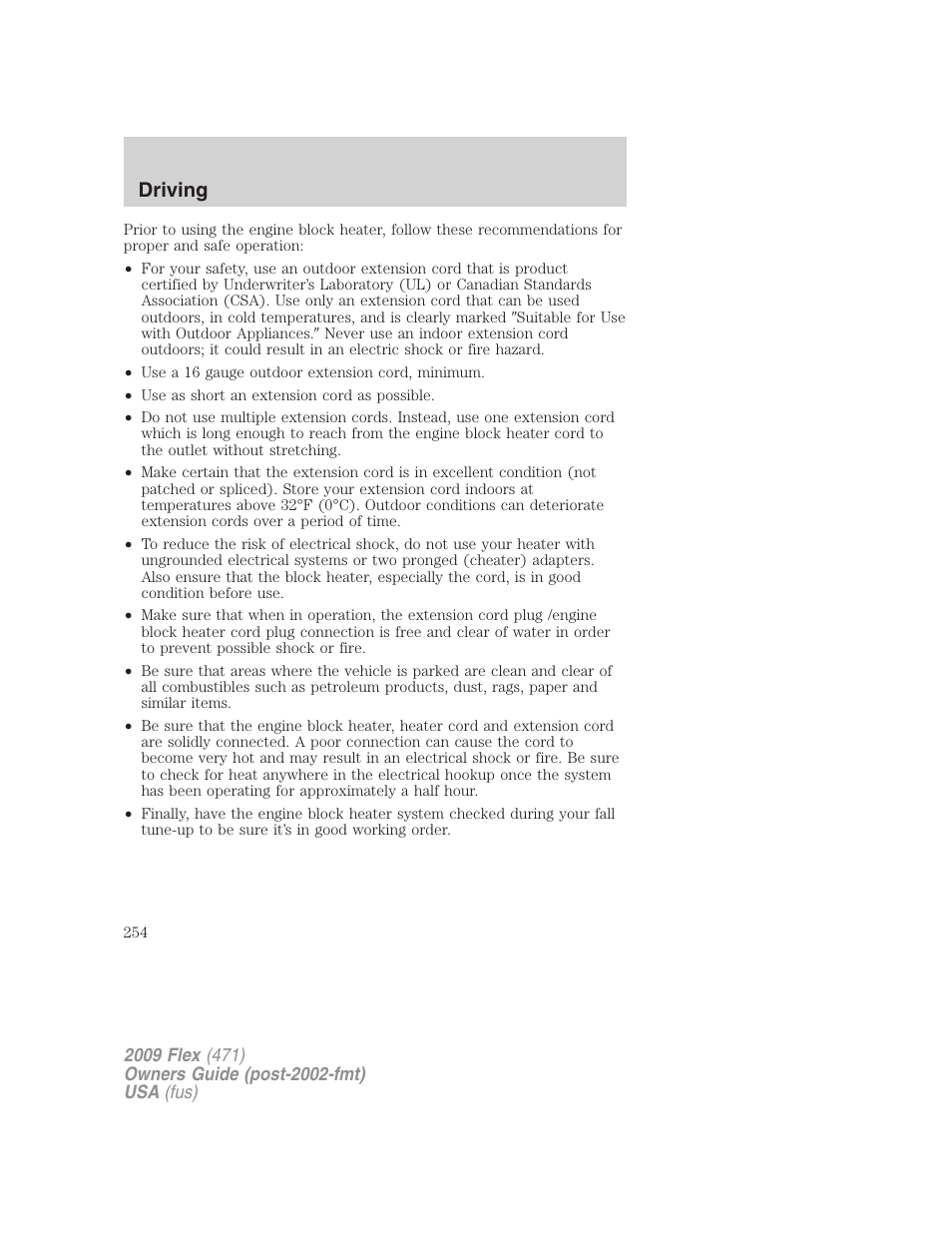 Driving | FORD 2009 Flex v.1 User Manual | Page 254 / 374