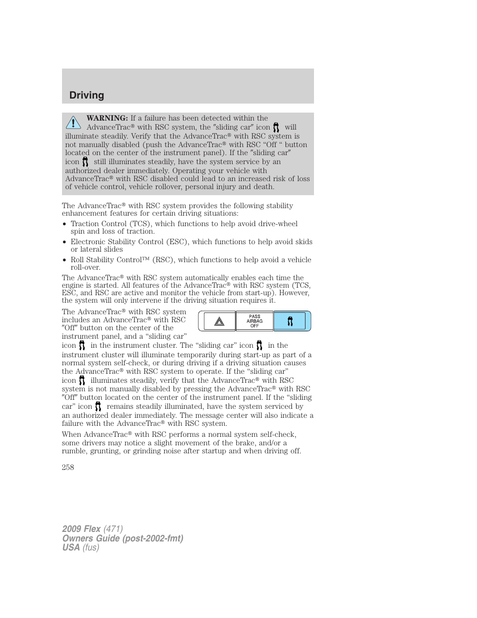 Driving | FORD 2009 Flex v.1 User Manual | Page 258 / 374