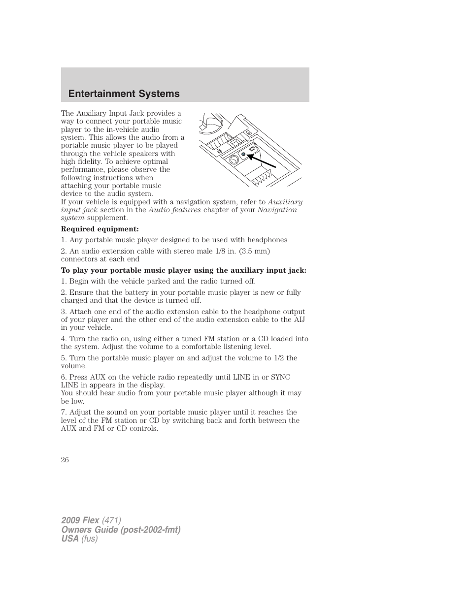 Entertainment systems | FORD 2009 Flex v.1 User Manual | Page 26 / 374