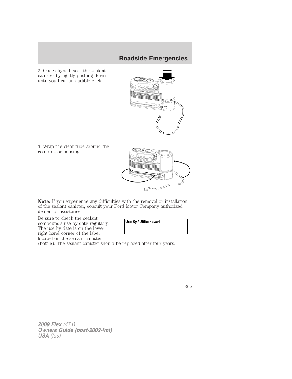 Roadside emergencies | FORD 2009 Flex v.1 User Manual | Page 305 / 374