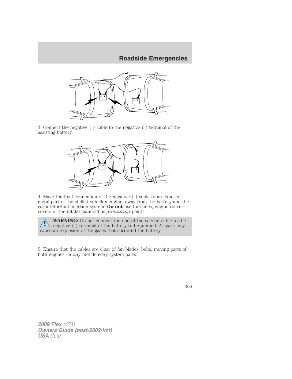Roadside emergencies | FORD 2009 Flex v.1 User Manual | Page 309 / 374