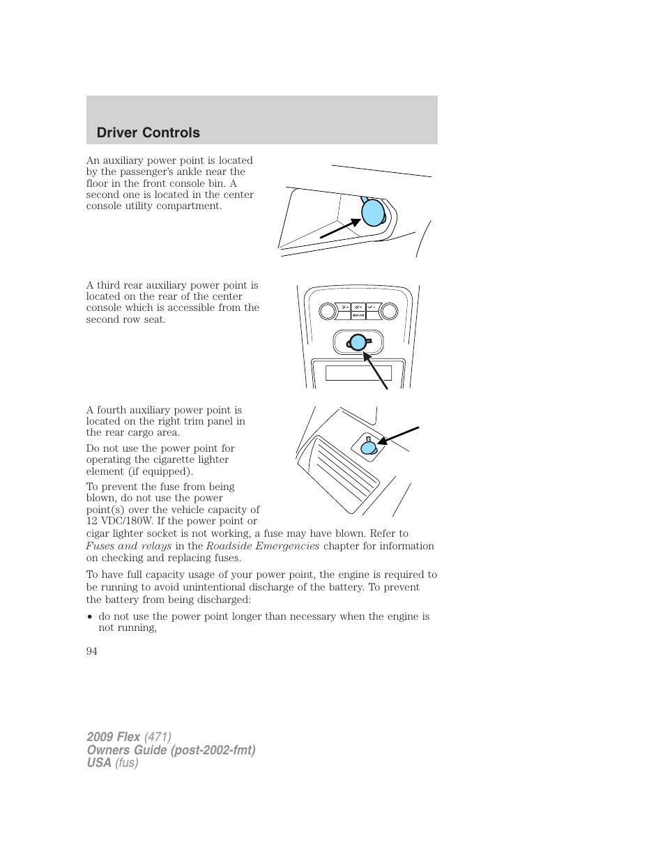 Driver controls | FORD 2009 Flex v.1 User Manual | Page 94 / 374