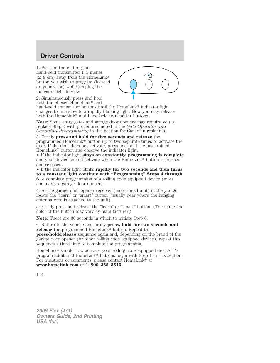 Driver controls | FORD 2009 Flex v.2 User Manual | Page 114 / 378