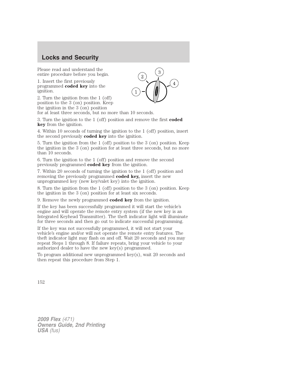 Locks and security | FORD 2009 Flex v.2 User Manual | Page 152 / 378