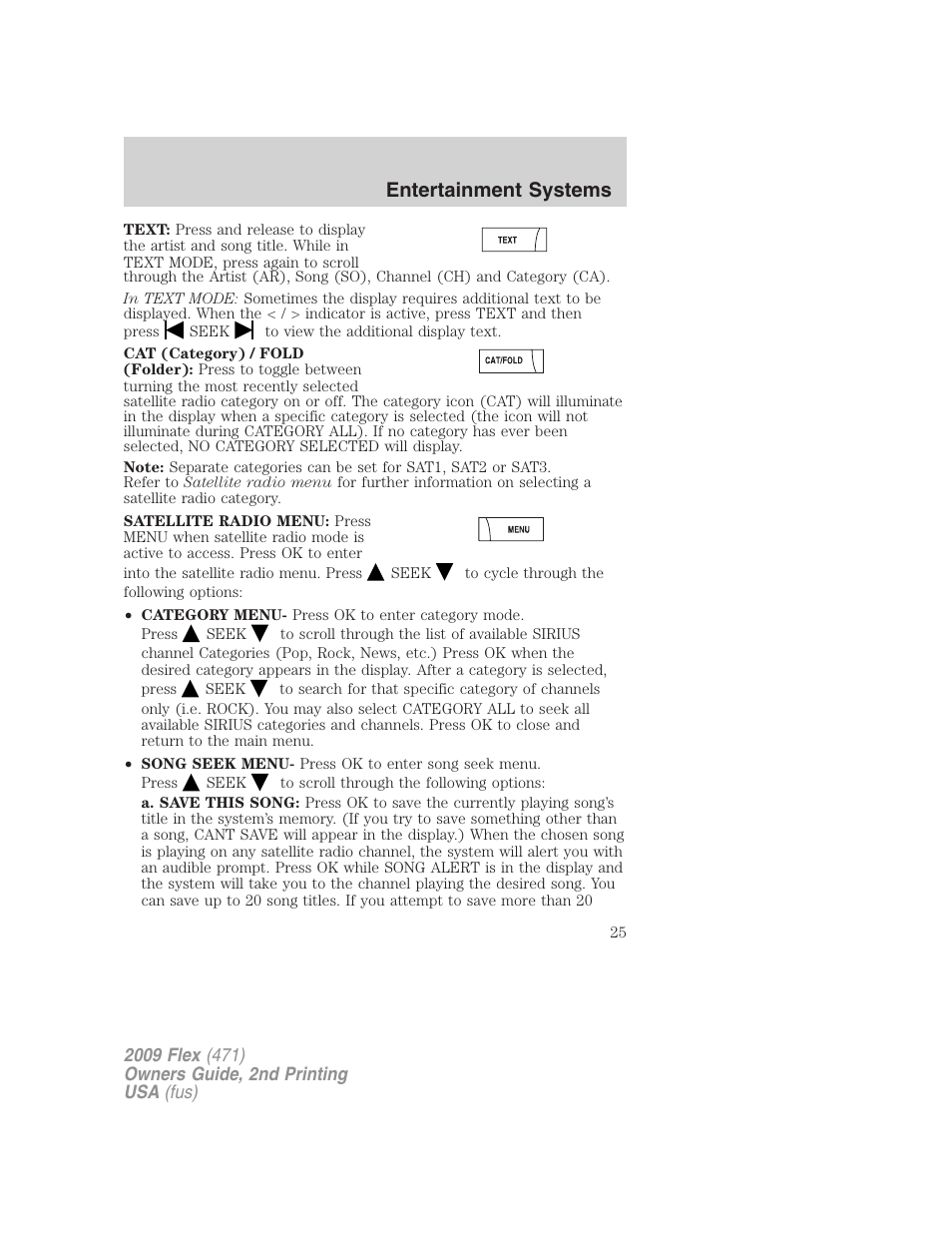 Entertainment systems | FORD 2009 Flex v.2 User Manual | Page 25 / 378