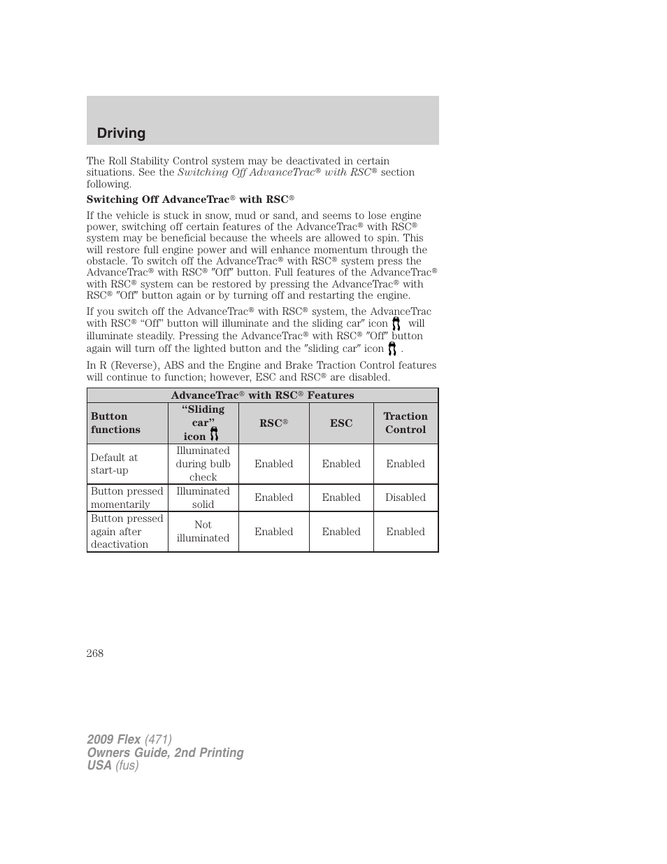 Driving | FORD 2009 Flex v.2 User Manual | Page 268 / 378