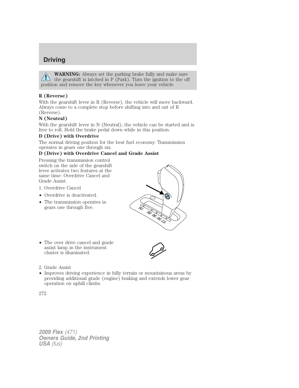 Driving | FORD 2009 Flex v.2 User Manual | Page 272 / 378