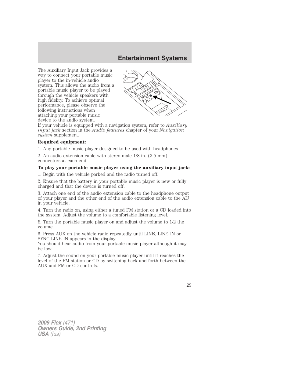 Entertainment systems | FORD 2009 Flex v.2 User Manual | Page 29 / 378