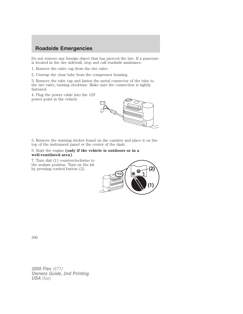 Roadside emergencies | FORD 2009 Flex v.2 User Manual | Page 306 / 378