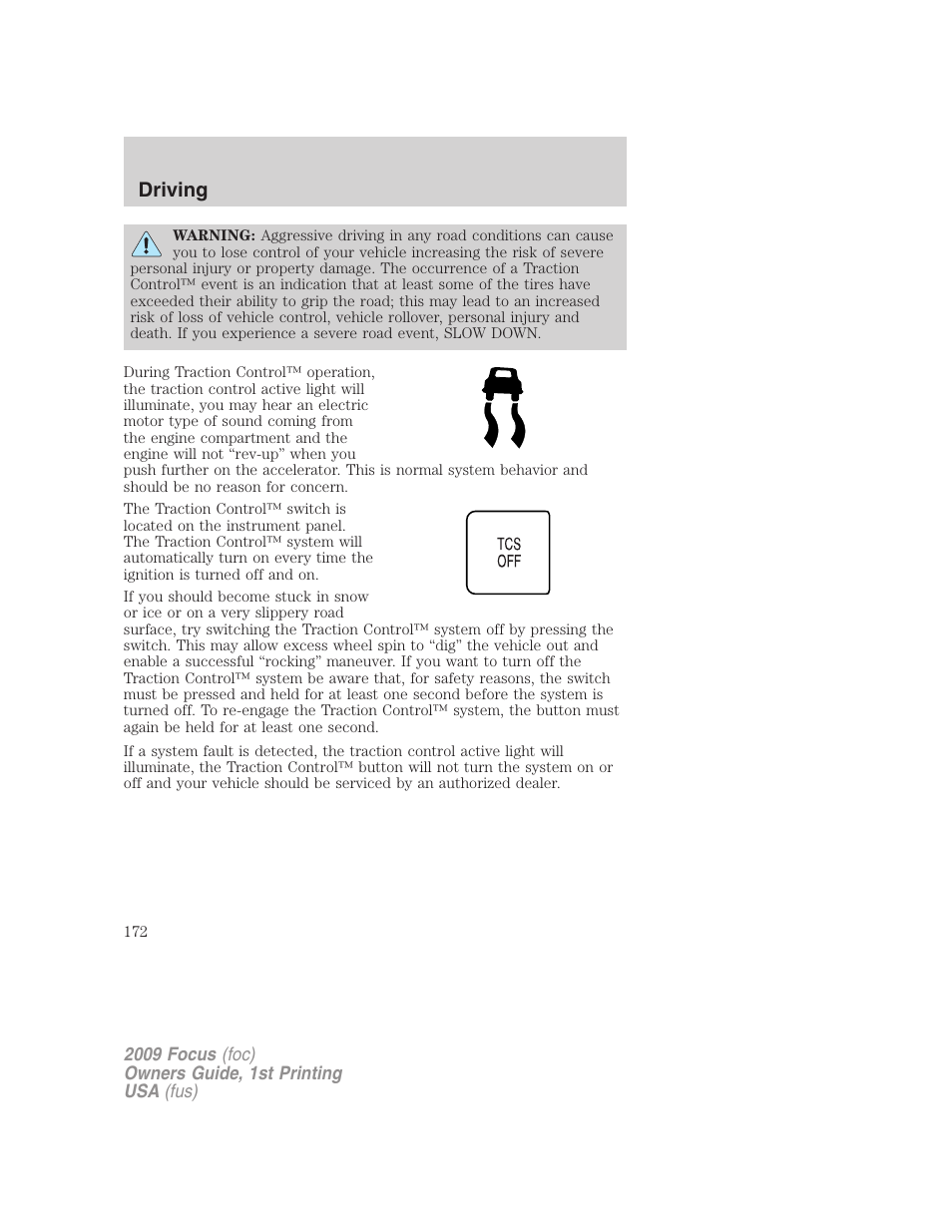 Driving | FORD 2009 Focus v.1 User Manual | Page 172 / 276