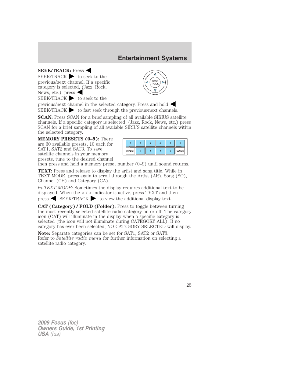 Entertainment systems | FORD 2009 Focus v.1 User Manual | Page 25 / 276