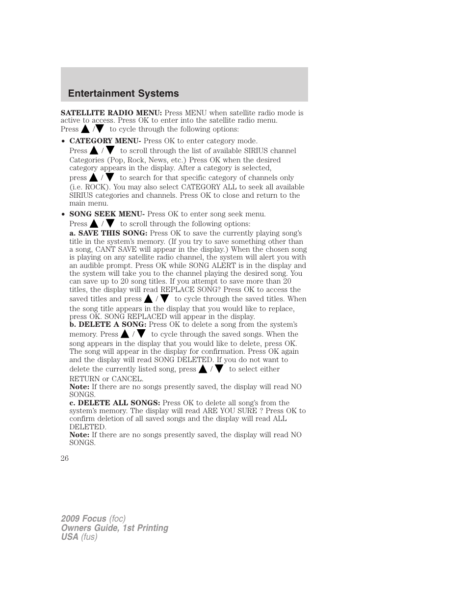 Entertainment systems | FORD 2009 Focus v.1 User Manual | Page 26 / 276