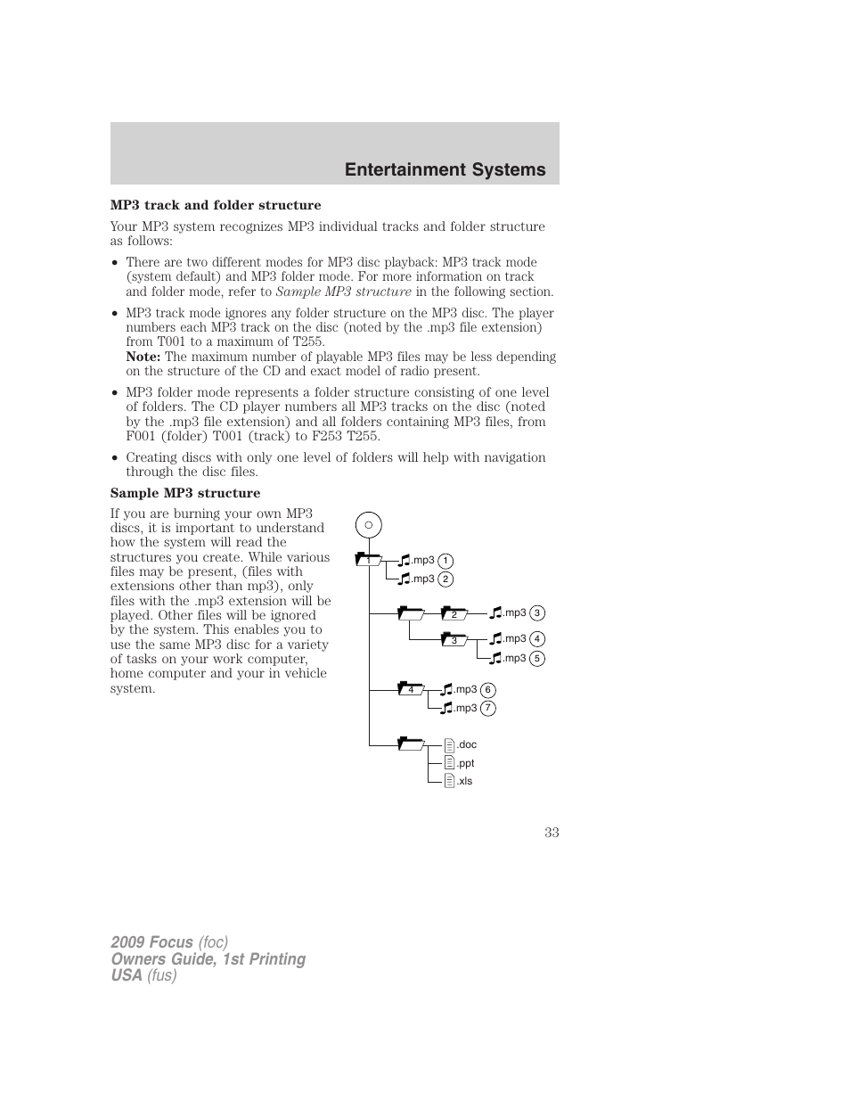 Entertainment systems | FORD 2009 Focus v.1 User Manual | Page 33 / 276