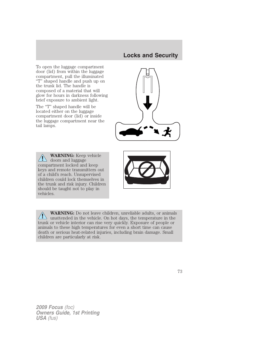 Locks and security | FORD 2009 Focus v.1 User Manual | Page 73 / 276