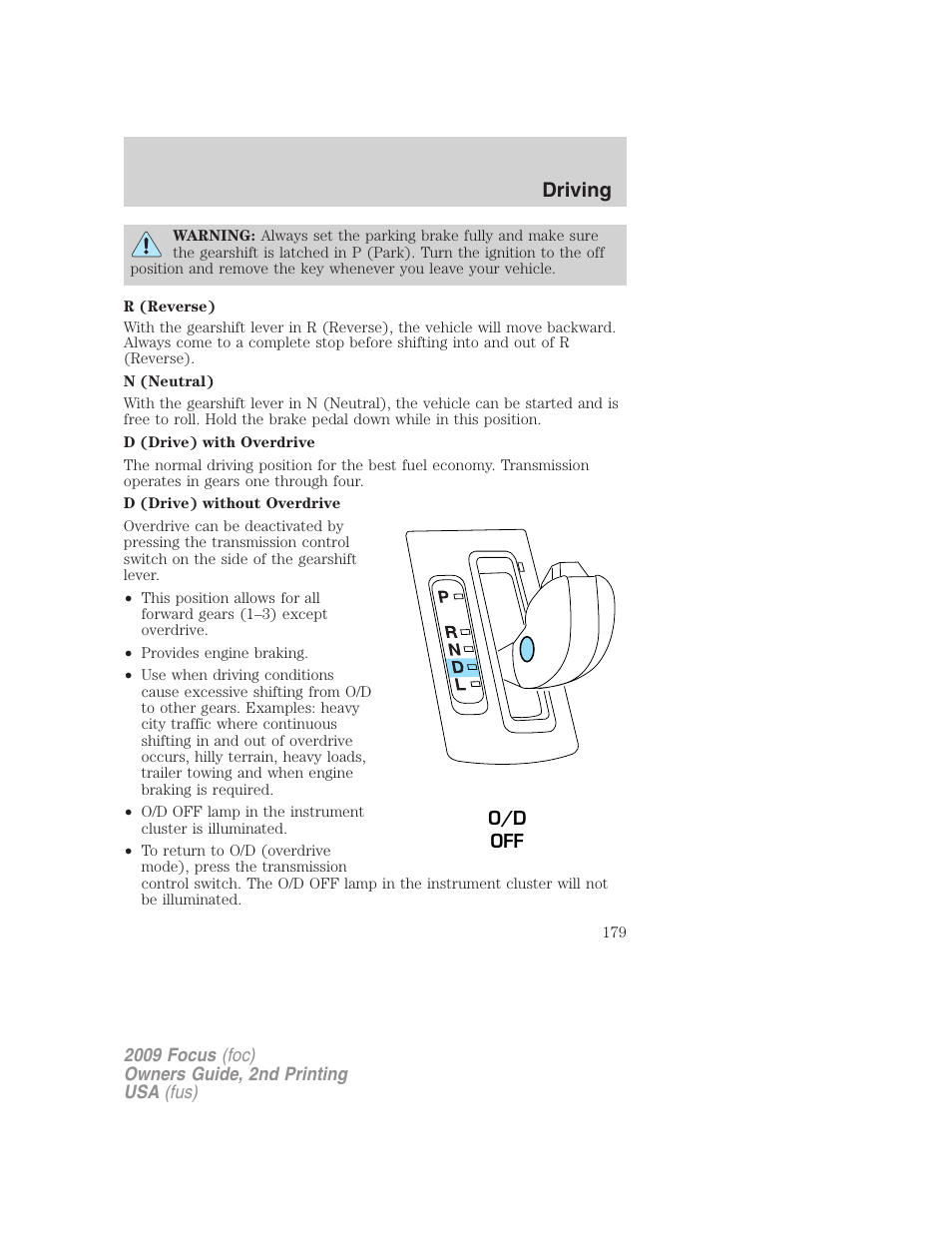 Driving | FORD 2009 Focus v.2 User Manual | Page 179 / 265