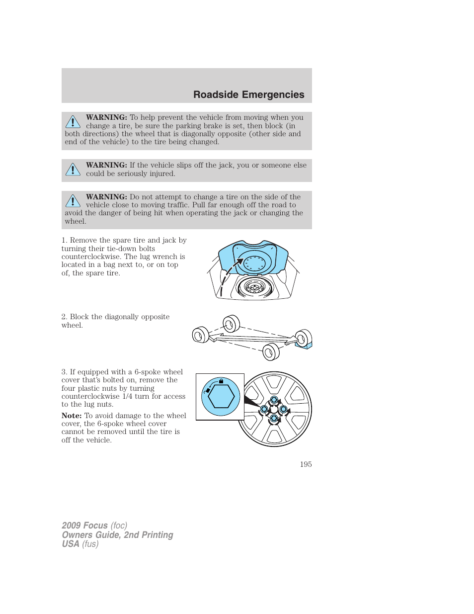 Roadside emergencies | FORD 2009 Focus v.2 User Manual | Page 195 / 265