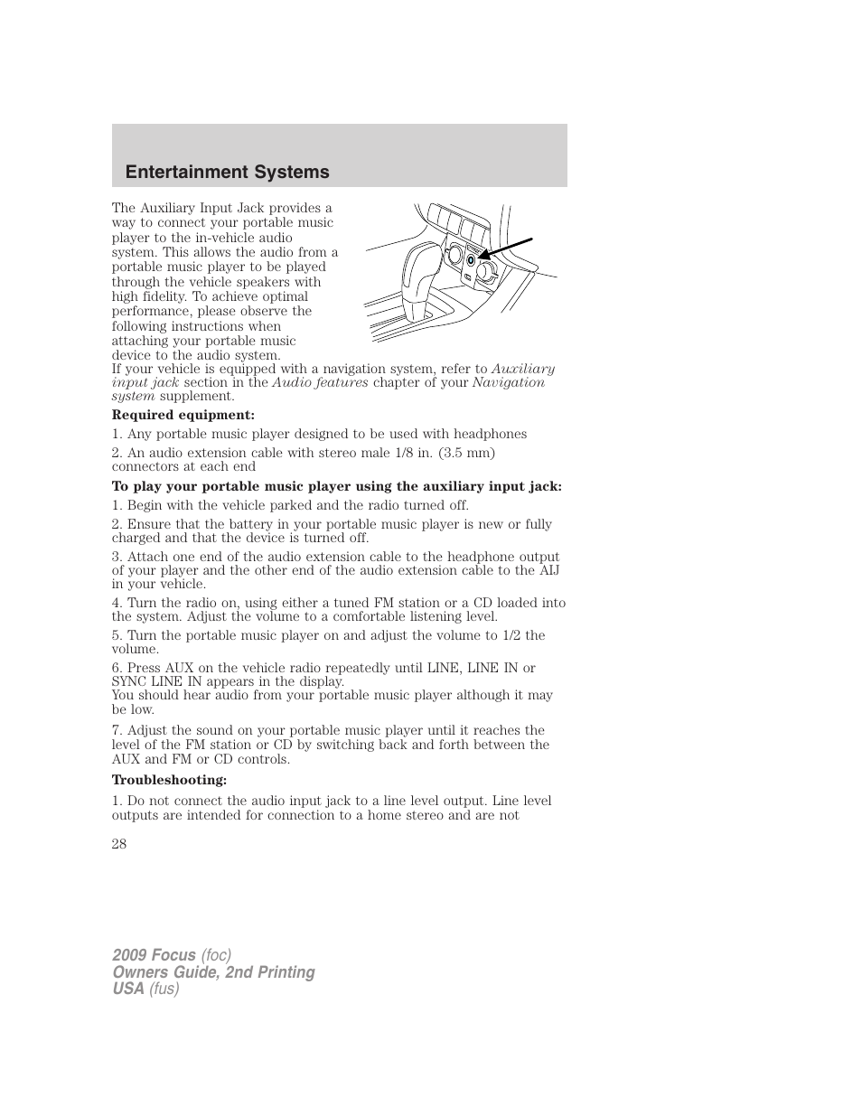 Entertainment systems | FORD 2009 Focus v.2 User Manual | Page 28 / 265
