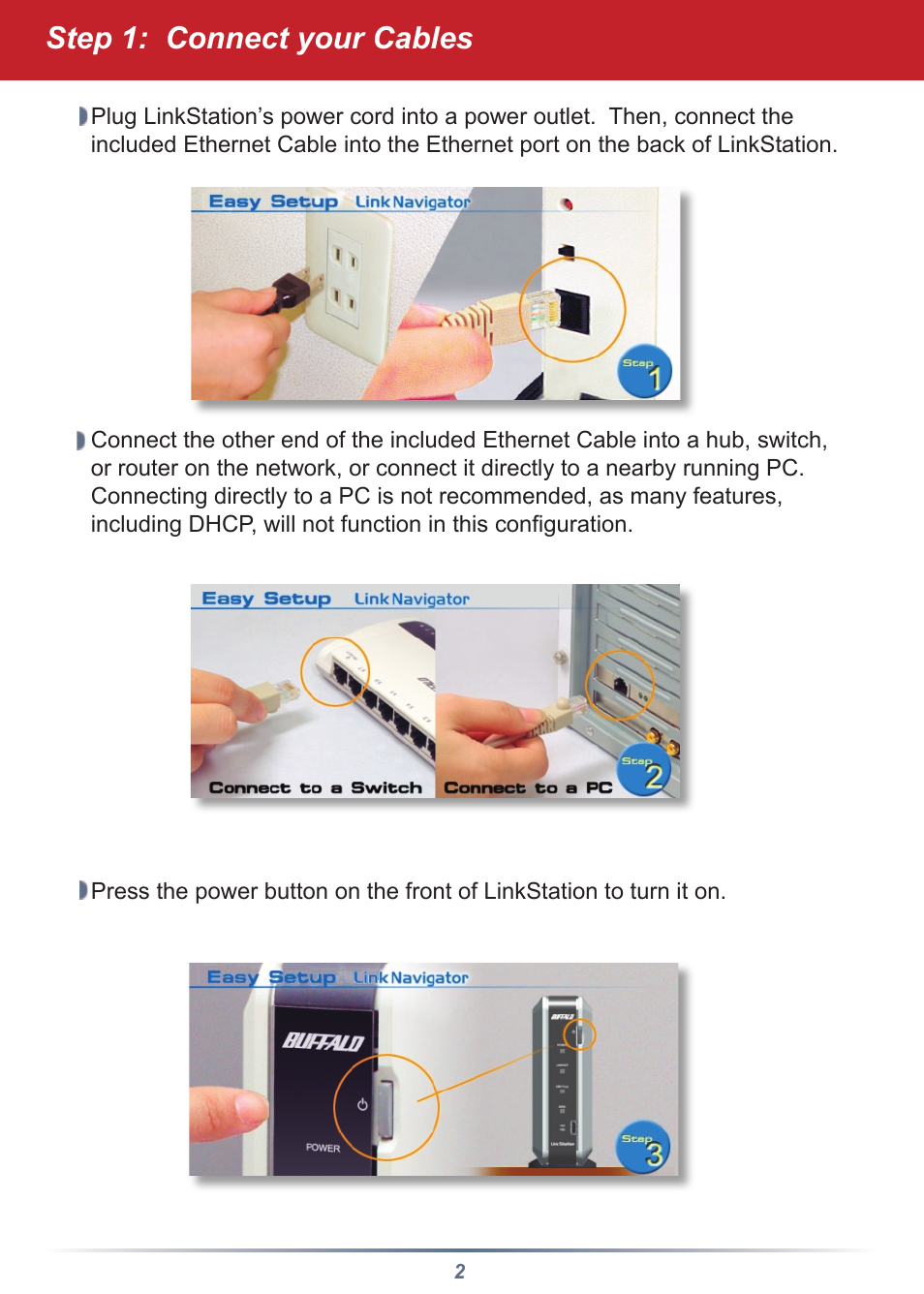 Step 1: connect your cables | Buffalo Technology HD-HLAN User Manual | Page 2 / 9