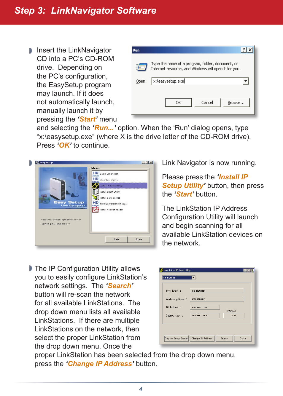 Step : linknavigator software | Buffalo Technology HD-HLAN User Manual | Page 4 / 9