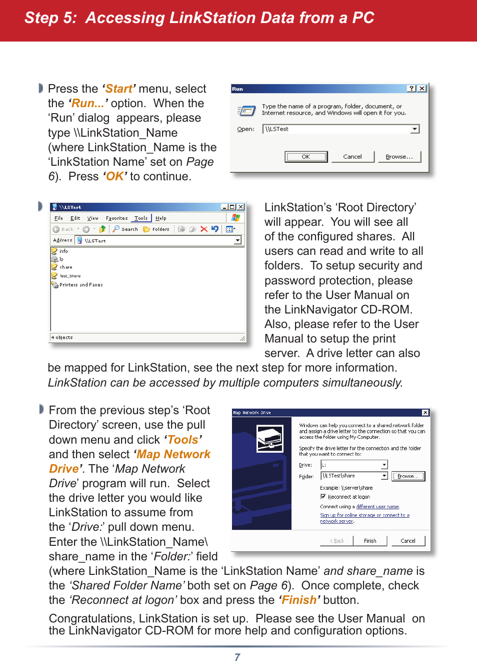 Step 5: accessing linkstation data from a pc | Buffalo Technology HD-HLAN User Manual | Page 7 / 9