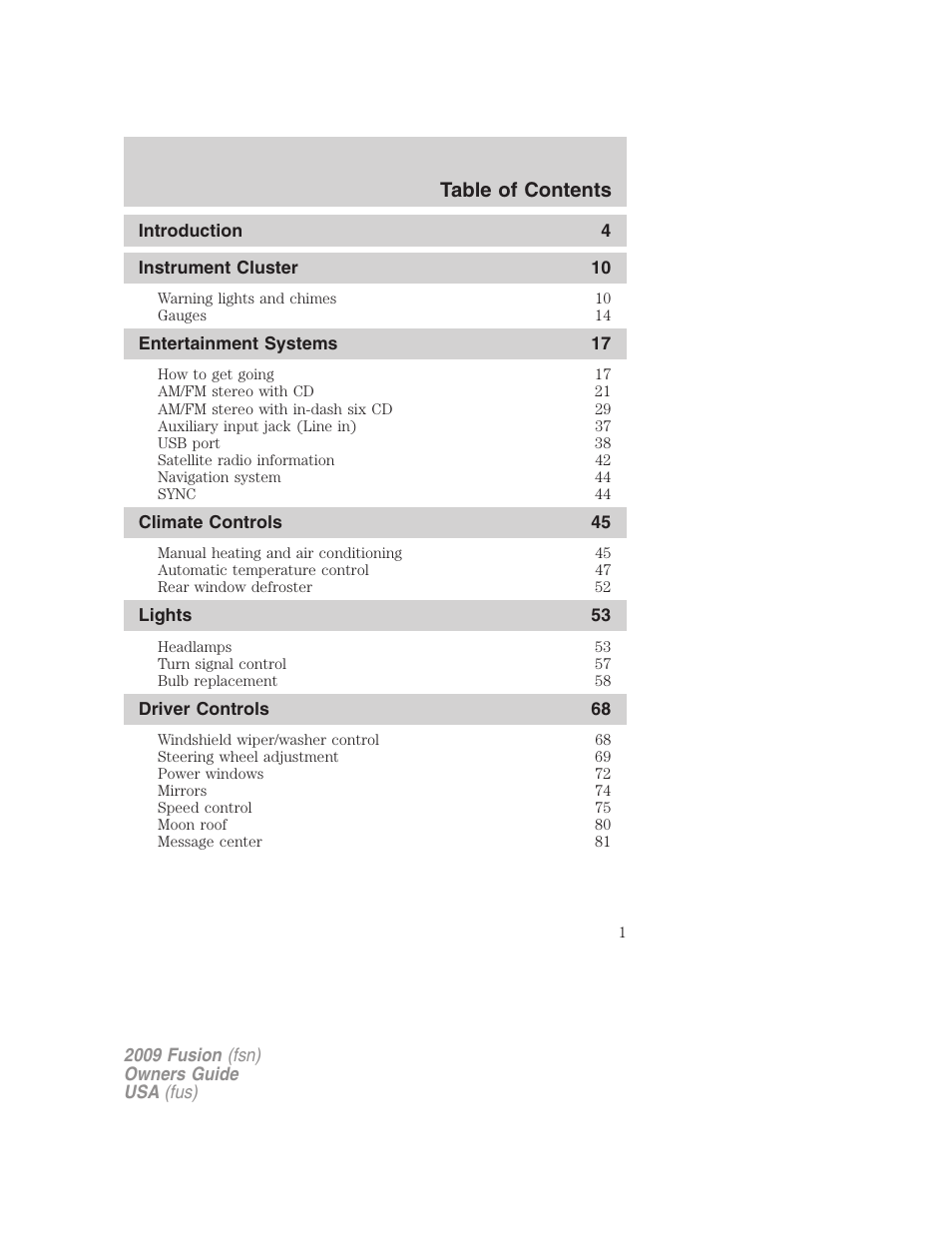 FORD 2009 Fusion v.1 User Manual | 312 pages