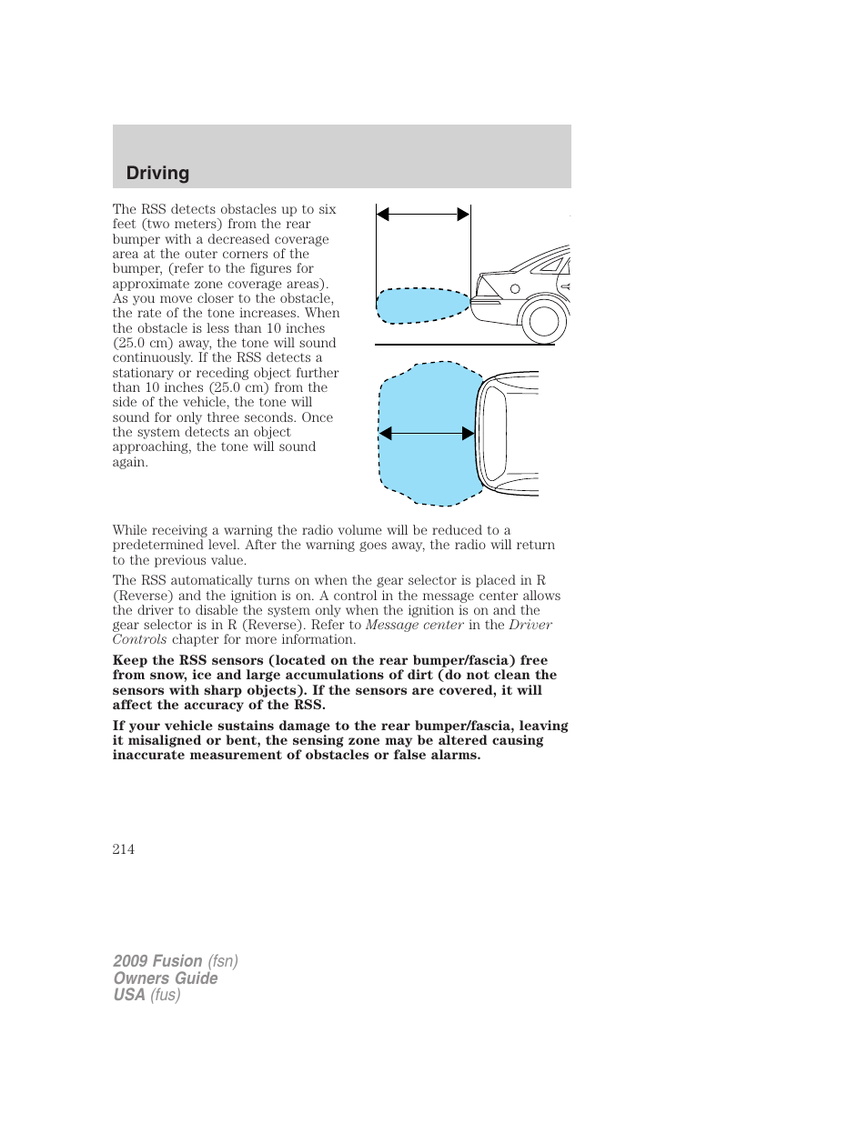 Driving | FORD 2009 Fusion v.1 User Manual | Page 214 / 312