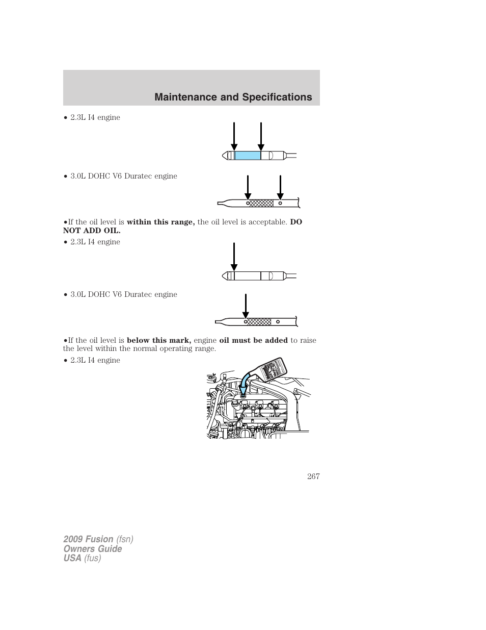 Maintenance and specifications | FORD 2009 Fusion v.1 User Manual | Page 267 / 312