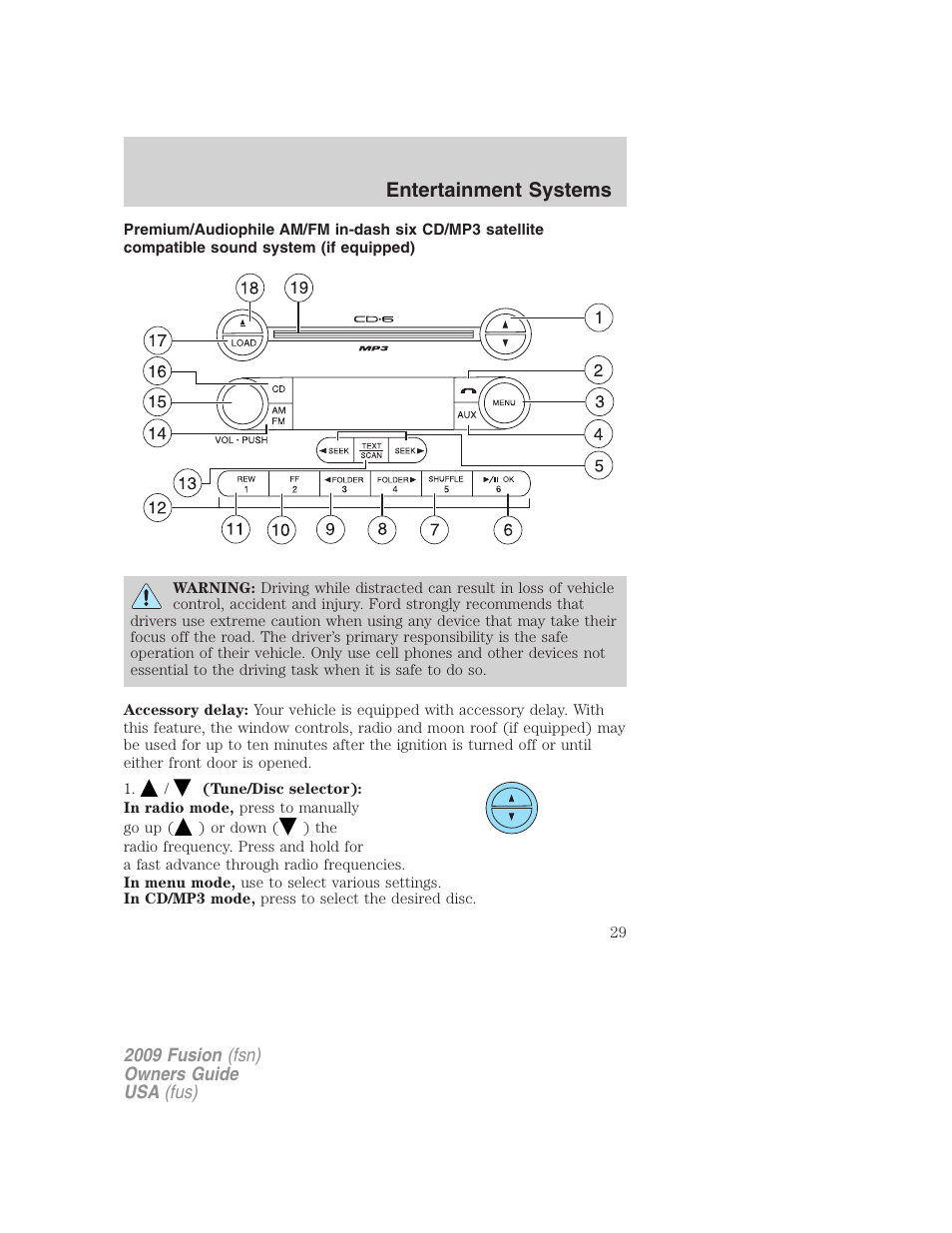 Am/fm stereo with in-dash six cd, Entertainment systems | FORD 2009 Fusion v.1 User Manual | Page 29 / 312