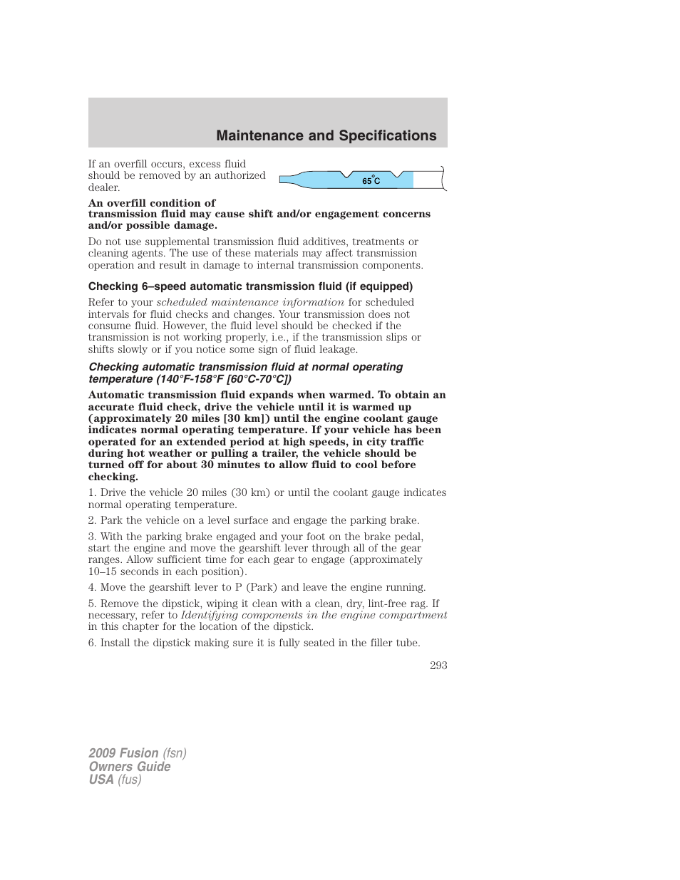 Maintenance and specifications | FORD 2009 Fusion v.1 User Manual | Page 293 / 312