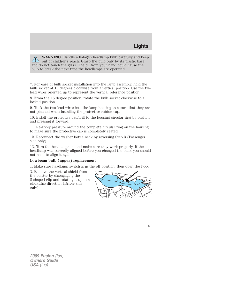 Lights | FORD 2009 Fusion v.1 User Manual | Page 61 / 312