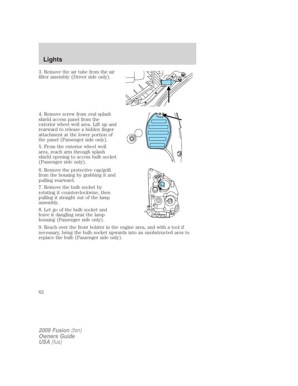 Lights | FORD 2009 Fusion v.1 User Manual | Page 62 / 312