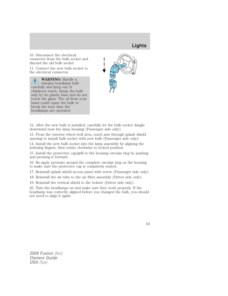 Lights | FORD 2009 Fusion v.1 User Manual | Page 63 / 312