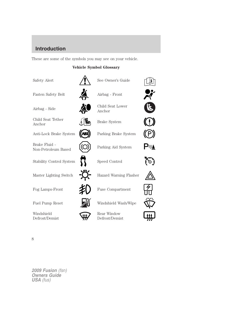 Introduction | FORD 2009 Fusion v.1 User Manual | Page 8 / 312