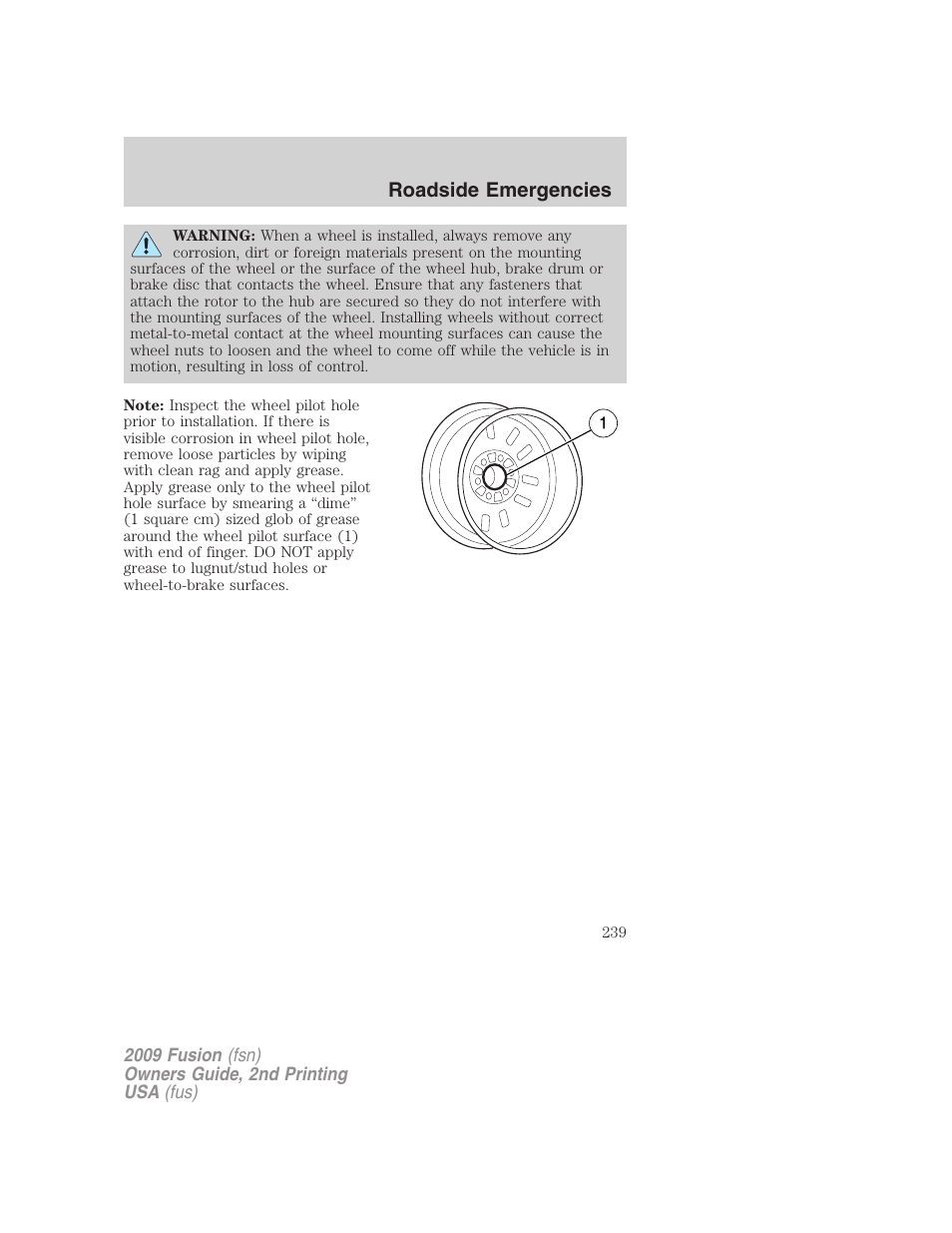 Roadside emergencies | FORD 2009 Fusion v.2 User Manual | Page 239 / 314