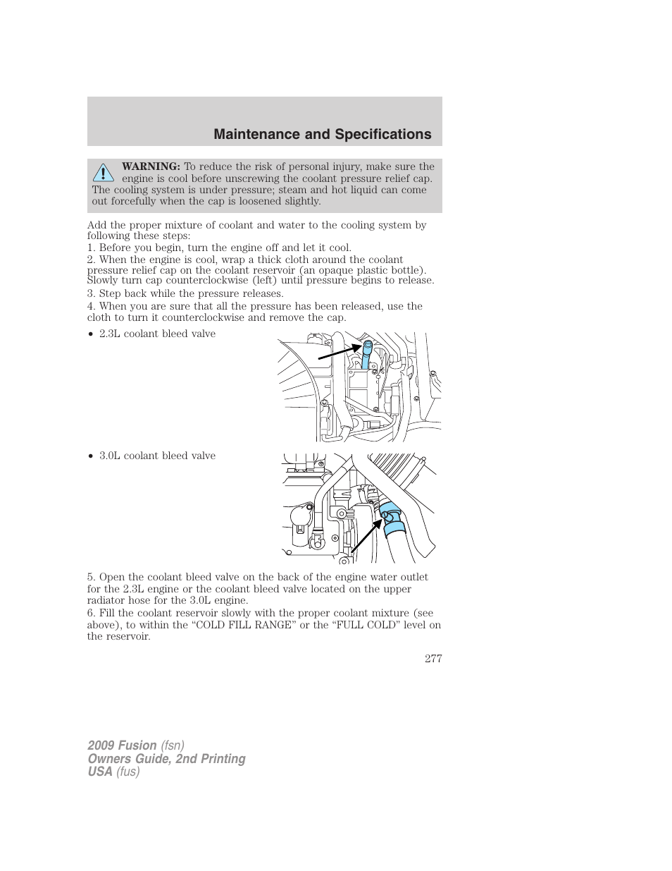 Maintenance and specifications | FORD 2009 Fusion v.2 User Manual | Page 277 / 314