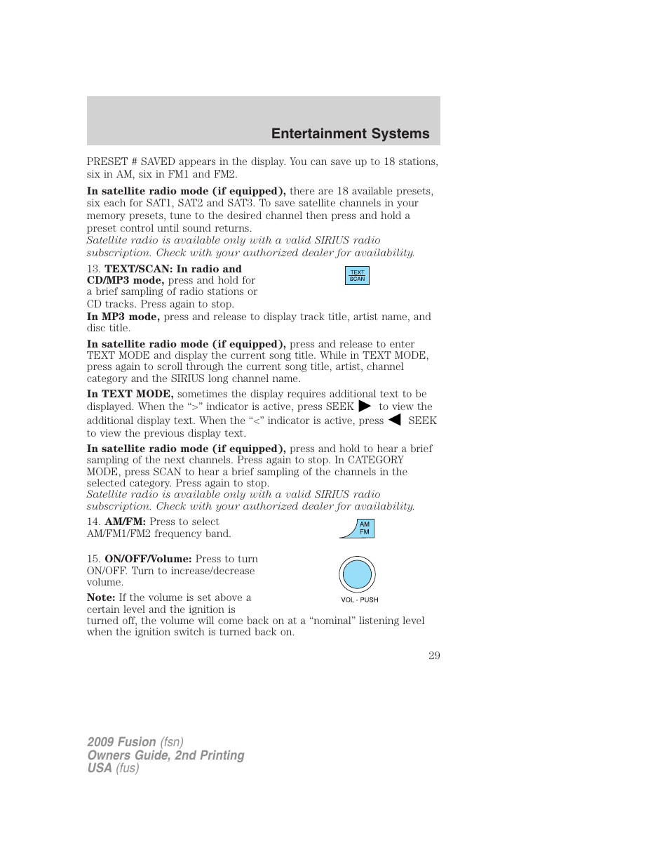 Entertainment systems | FORD 2009 Fusion v.2 User Manual | Page 29 / 314