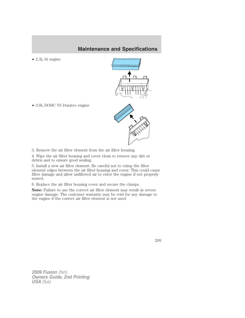 Maintenance and specifications | FORD 2009 Fusion v.2 User Manual | Page 299 / 314